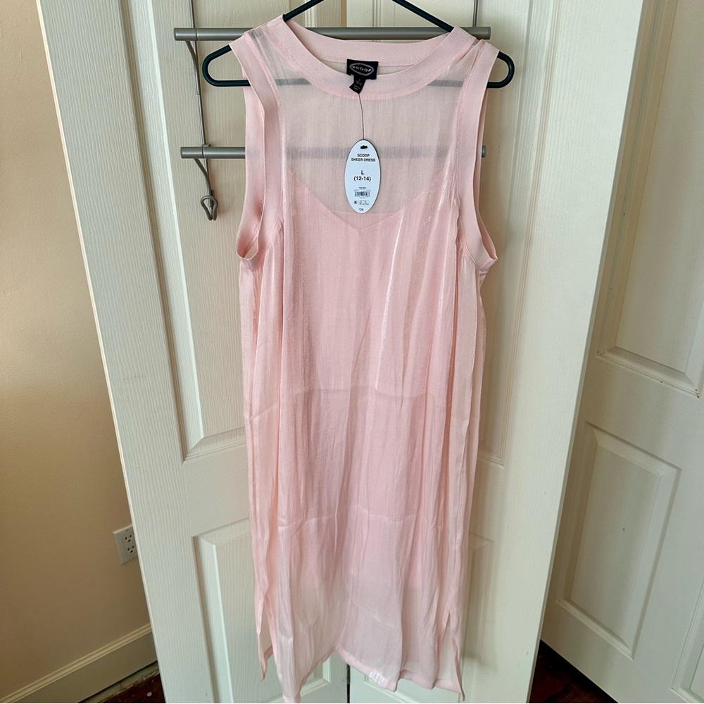 Scoop Pink Sleeveless Sheer Dress